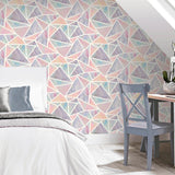 Lizzie Pastel Triangles Pastel by Arthouse Geometric Glitter Wallpaper – Brewster Home Fashions AH296002