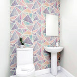 Lizzie Pastel Triangles Pastel by Arthouse Geometric Glitter Wallpaper – Brewster Home Fashions AH296002