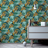 Esau Teal by Arthouse Jungle Palms Wallpaper – Brewster Home Fashions AH296005