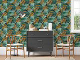 Esau Teal by Arthouse Jungle Palms Wallpaper – Brewster Home Fashions AH296005