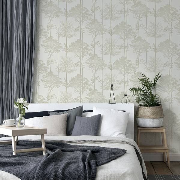 Indra Neutral by Arthouse Forest Silhouette Wallpaper – Brewster Home Fashions AH296102
