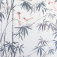 Arisu grey wallpaper featuring birds perched among bamboo leaves.