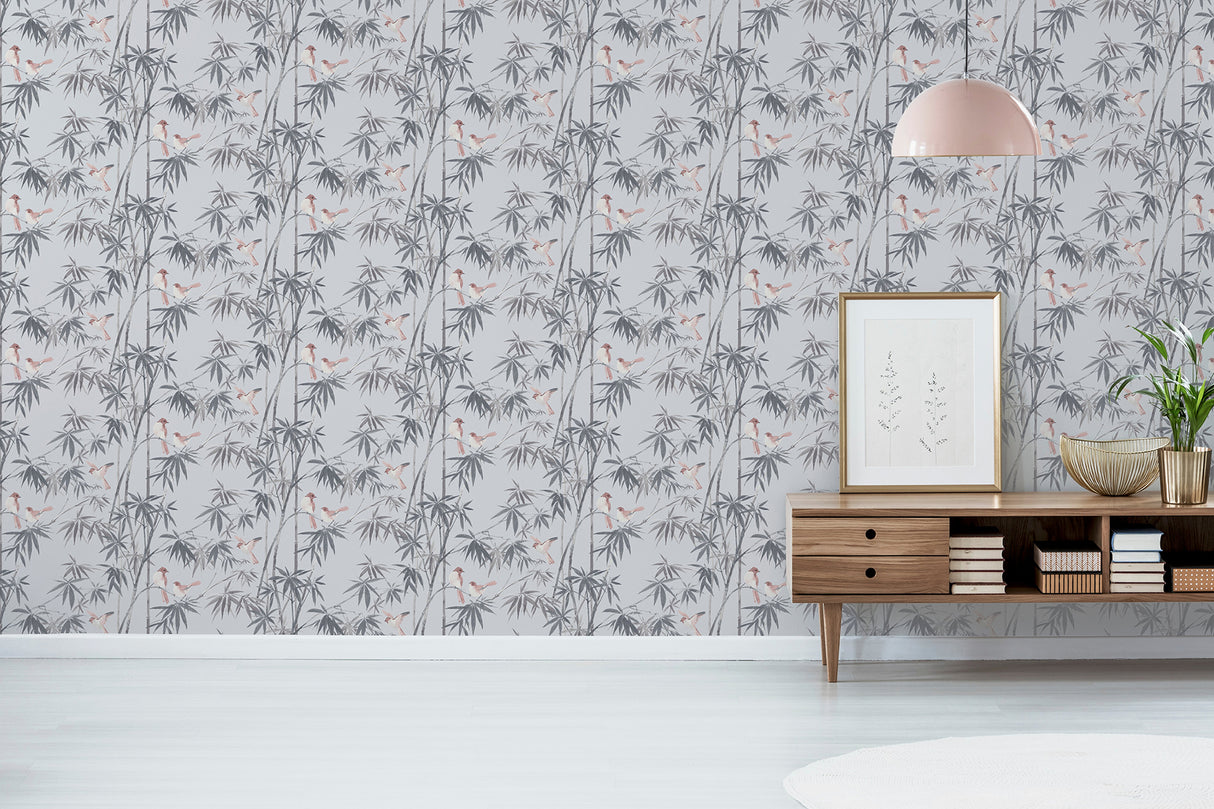 Arisu Grey by Arthouse Birds and Bamboo Wallpaper – Brewster Home Fashions AH296401