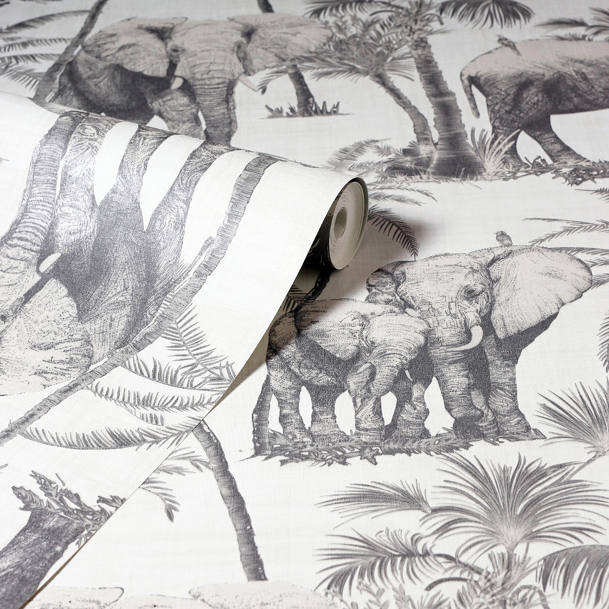 Adelia Neutral by Arthouse Elephant Grove Wallpaper – Brewster AH296700