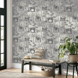 Adelia Neutral by Arthouse Elephant Grove Wallpaper – Brewster AH296700