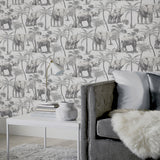 Adelia Neutral by Arthouse Elephant Grove Wallpaper – Brewster AH296700