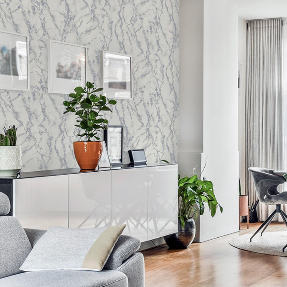 Siward White Metallic by Arthouse Marble Wallpaper – Brewster Home Fashions AH296701
