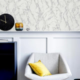 Siward White Metallic by Arthouse Marble Wallpaper – Brewster Home Fashions AH296701