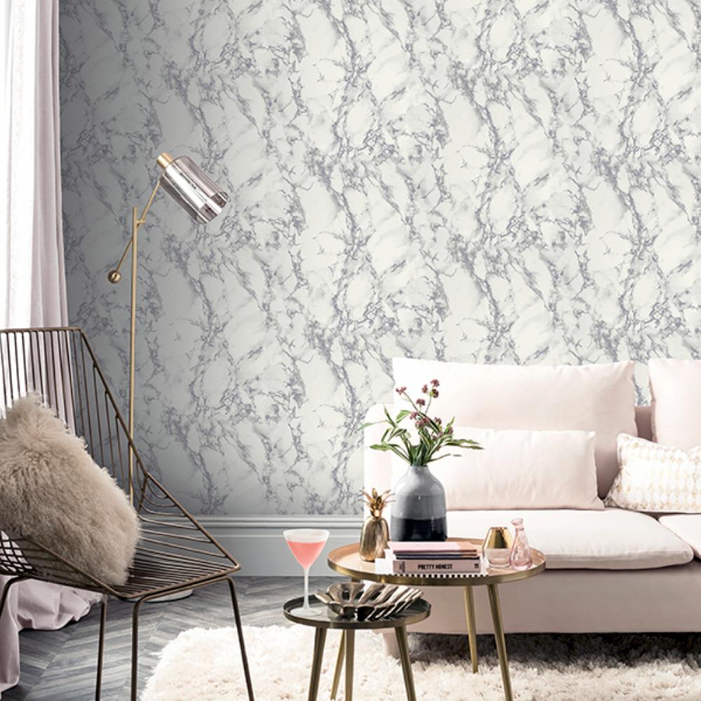 Siward White Metallic by Arthouse Marble Wallpaper – Brewster Home Fashions AH296701