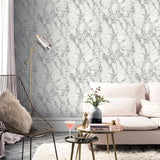 Siward White Metallic by Arthouse Marble Wallpaper – Brewster Home Fashions AH296701