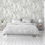 Siward White Metallic by Arthouse Marble Wallpaper – Brewster Home Fashions AH296701
