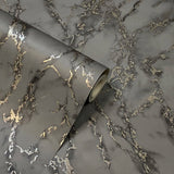 Siward Charcoal Metallic Marble by Arthouse Wallpaper – Brewster Home Fashions AH296702