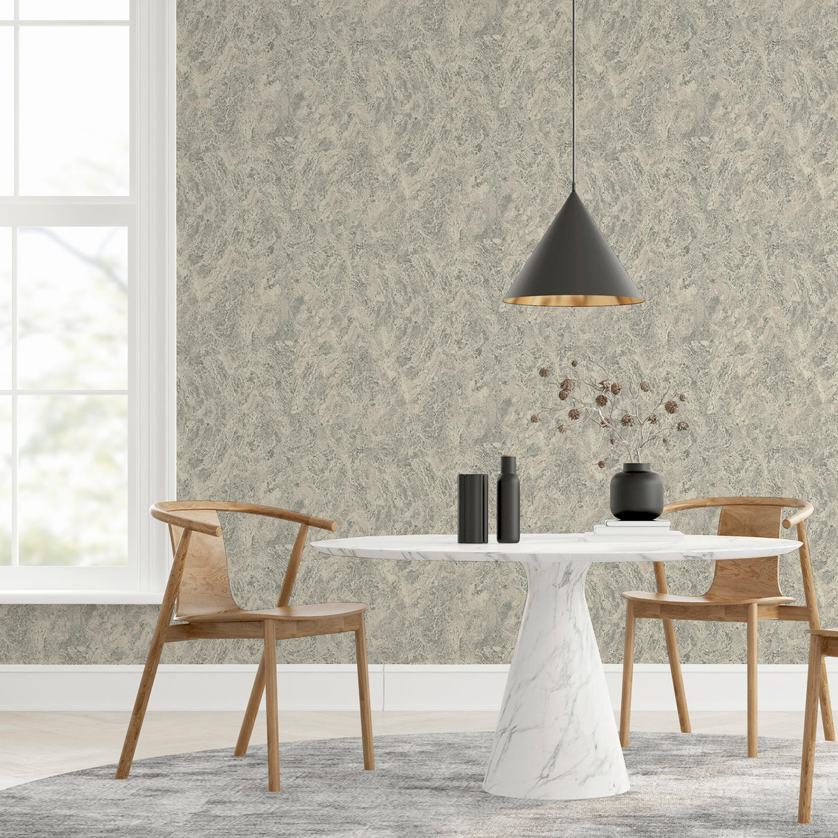 Evonne Charcoal by Arthouse Marble Patina Wallpaper – Brewster Home Fashions AH296706