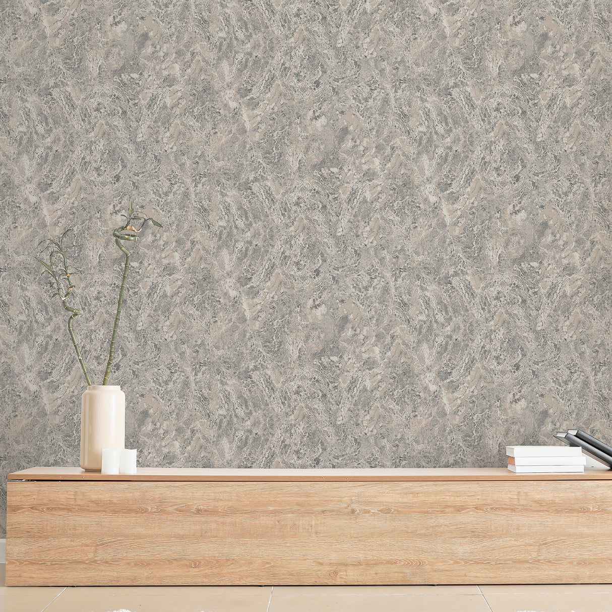 Evonne Charcoal by Arthouse Marble Patina Wallpaper – Brewster Home Fashions AH296706