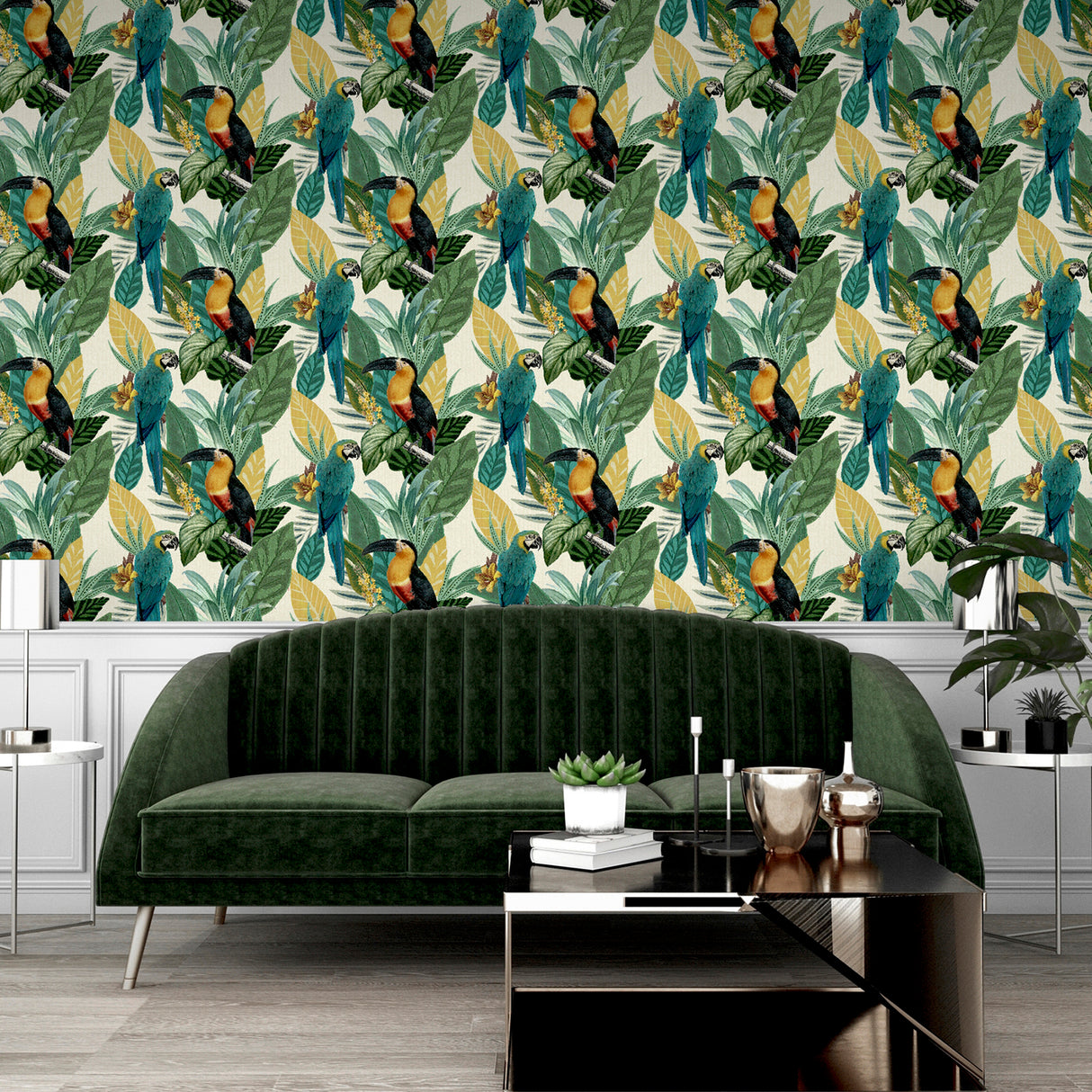Trudie Multicolor by Arthouse Tropical Birds Wallpaper – Brewster Home Fashions AH296803
