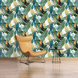 Trudie Multicolor by Arthouse Tropical Birds Wallpaper – Brewster Home Fashions AH296803