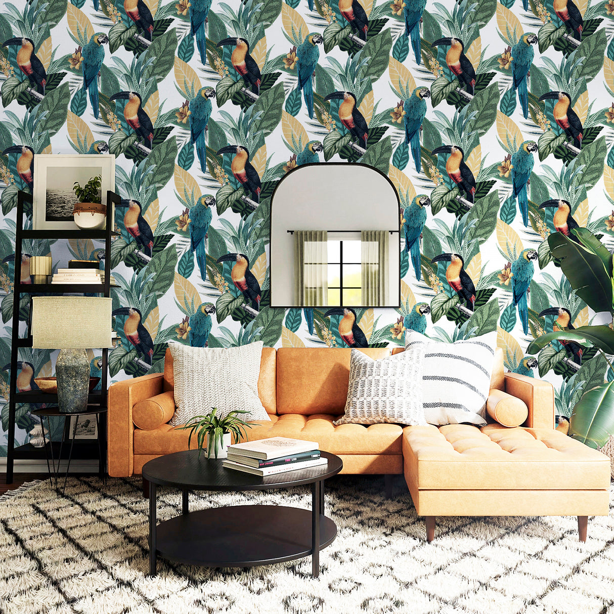 Trudie Multicolor by Arthouse Tropical Birds Wallpaper – Brewster Home Fashions AH296803