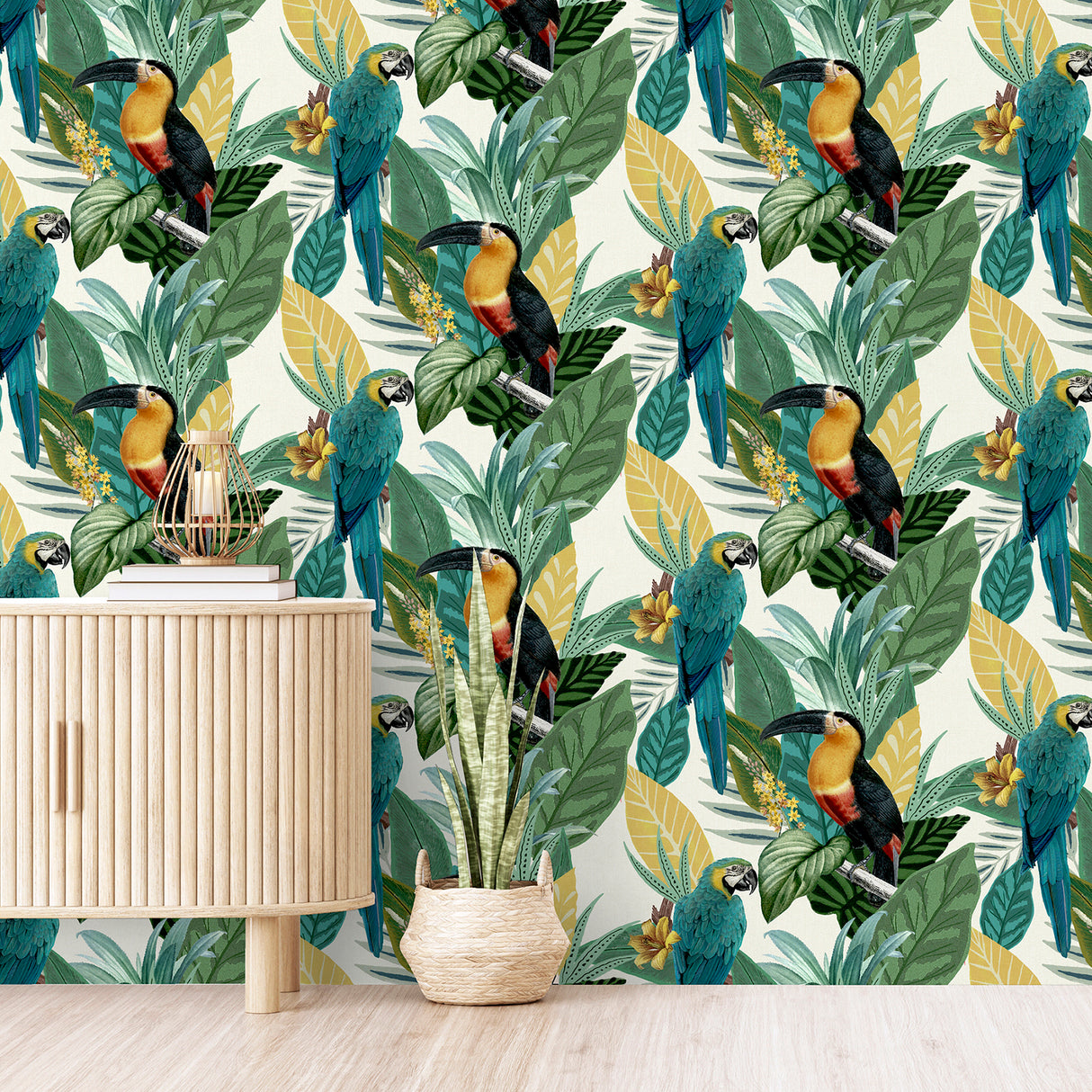 Trudie Multicolor by Arthouse Tropical Birds Wallpaper – Brewster Home Fashions AH296803