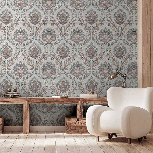 Teigen Multicolor by Arthouse Floral Damask Wallpaper – Brewster Home Fashions AH296909