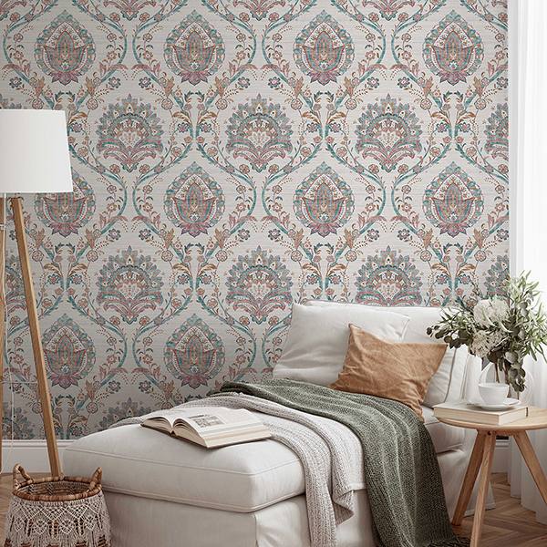 Teigen Multicolor by Arthouse Floral Damask Wallpaper – Brewster Home Fashions AH296909