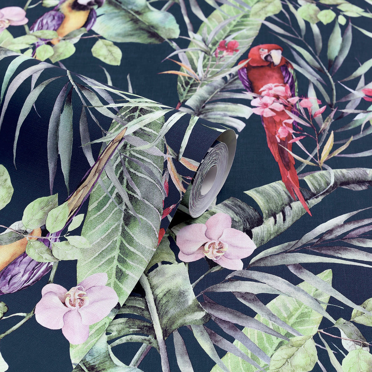 Rudy Navy Pretty Polly by Arthouse Tropical Birds Wallpaper- Brewster AH297106