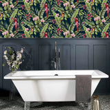 Rudy Navy Pretty Polly by Arthouse Tropical Birds Wallpaper- Brewster AH297106