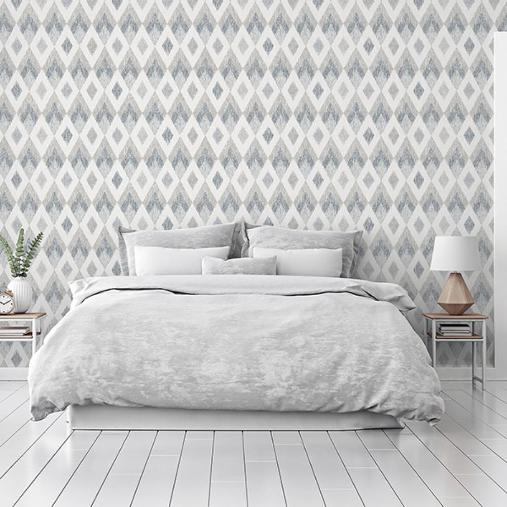 Fitzgerald Grey by Arthouse Ikat Diamond Wallpaper – Brewster Home Fashions AH297200