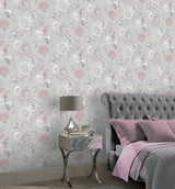 Maggie Light Grey by Arthouse Cranes Wallpaper- Brewster Home Fashions AH297400