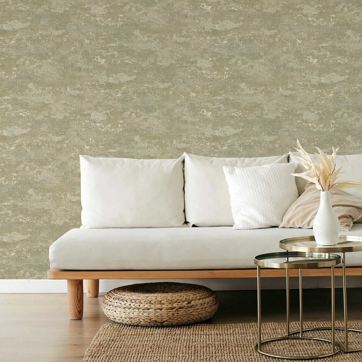 Mercer Neutral Patina by Arthouse Heavyweight Vinyl Wallpaper- Brewster Home Fashions AH297603