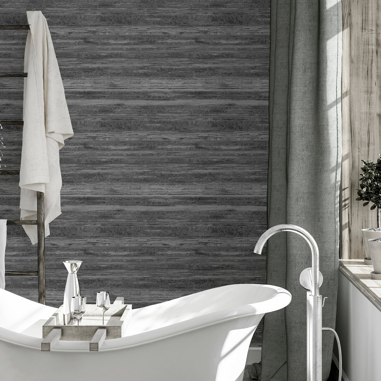 Philomena Pewter by Arthouse Striated Wallpaper – Brewster Home Fashions AH297702