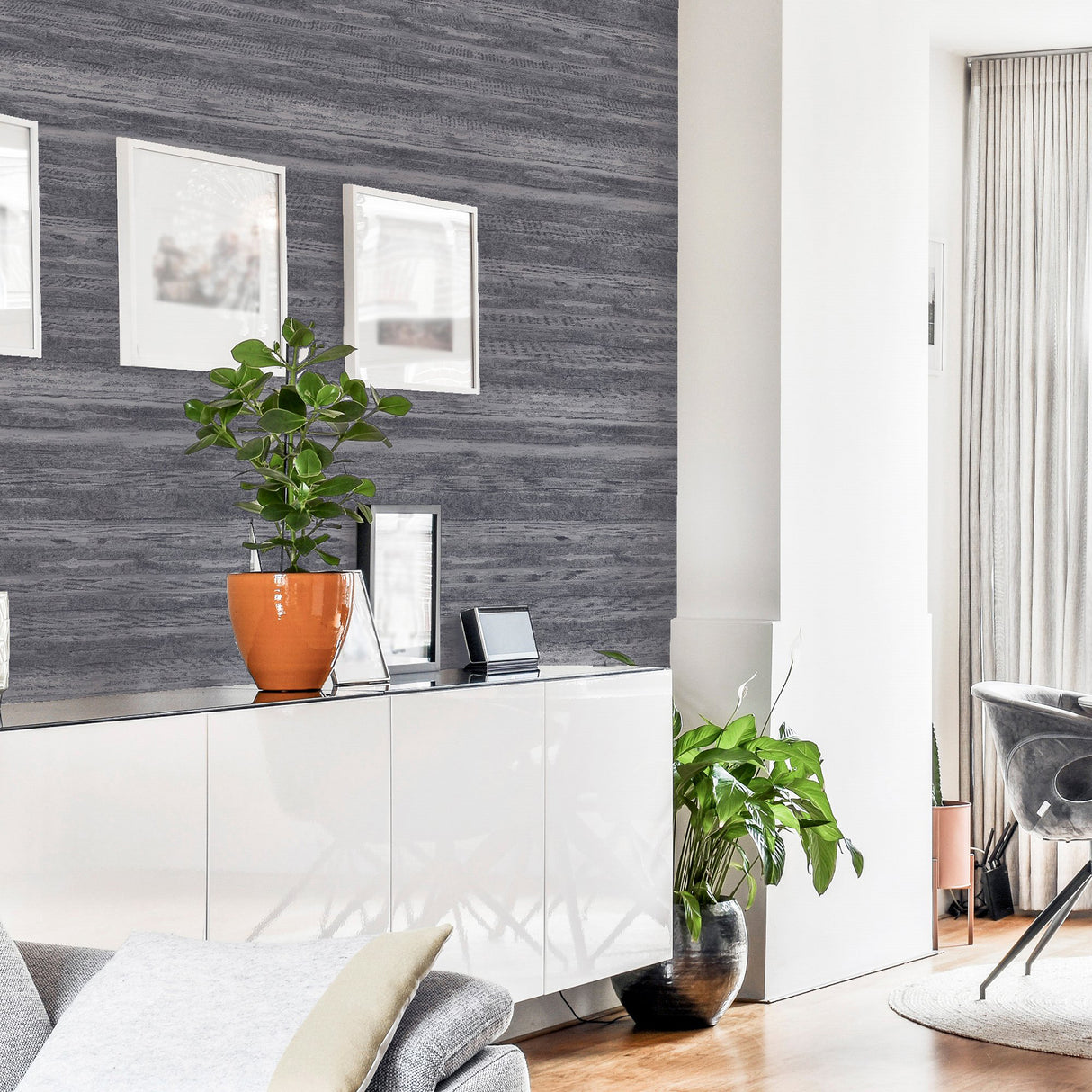 Philomena Pewter by Arthouse Striated Wallpaper – Brewster Home Fashions AH297702