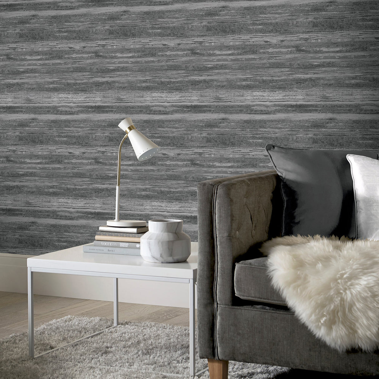 Philomena Pewter by Arthouse Striated Wallpaper – Brewster Home Fashions AH297702