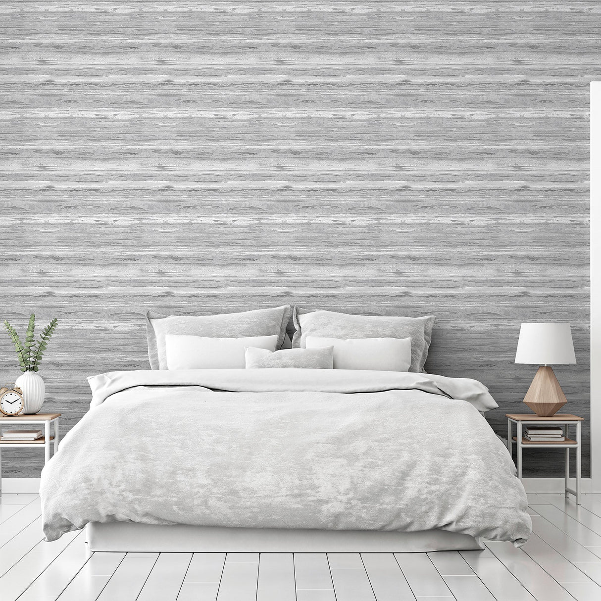 Philomena Silver by Arthouse Striated Wallpaper- Brewster AH297703