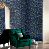 Desi Navy Jasmine Garden by Arthouse Botanical Wallpaper – Brewster Home Fashions AH297800