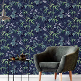 Desi Navy Jasmine Garden by Arthouse Botanical Wallpaper – Brewster Home Fashions AH297800