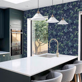Desi Navy Jasmine Garden by Arthouse Botanical Wallpaper – Brewster Home Fashions AH297800