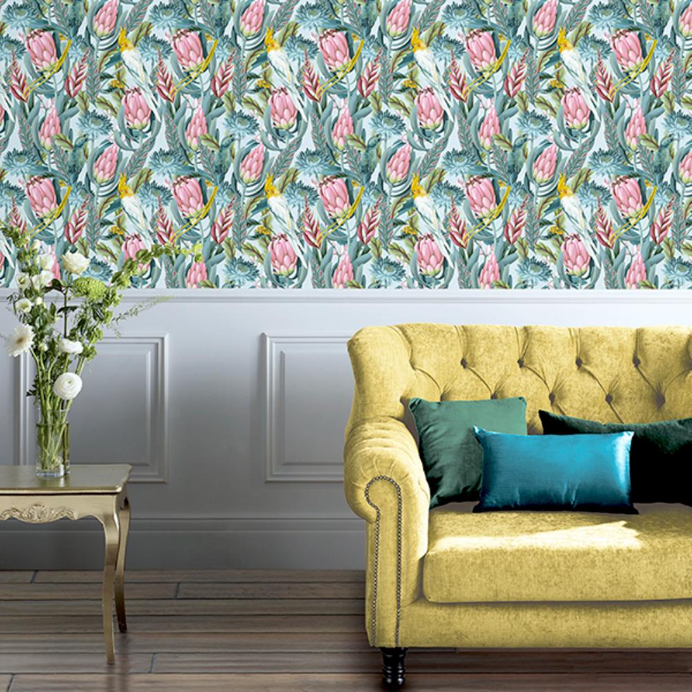 Celia Multicolor by Arthouse Tropical Birds Wallpaper – Brewster Home Fashions AH297905