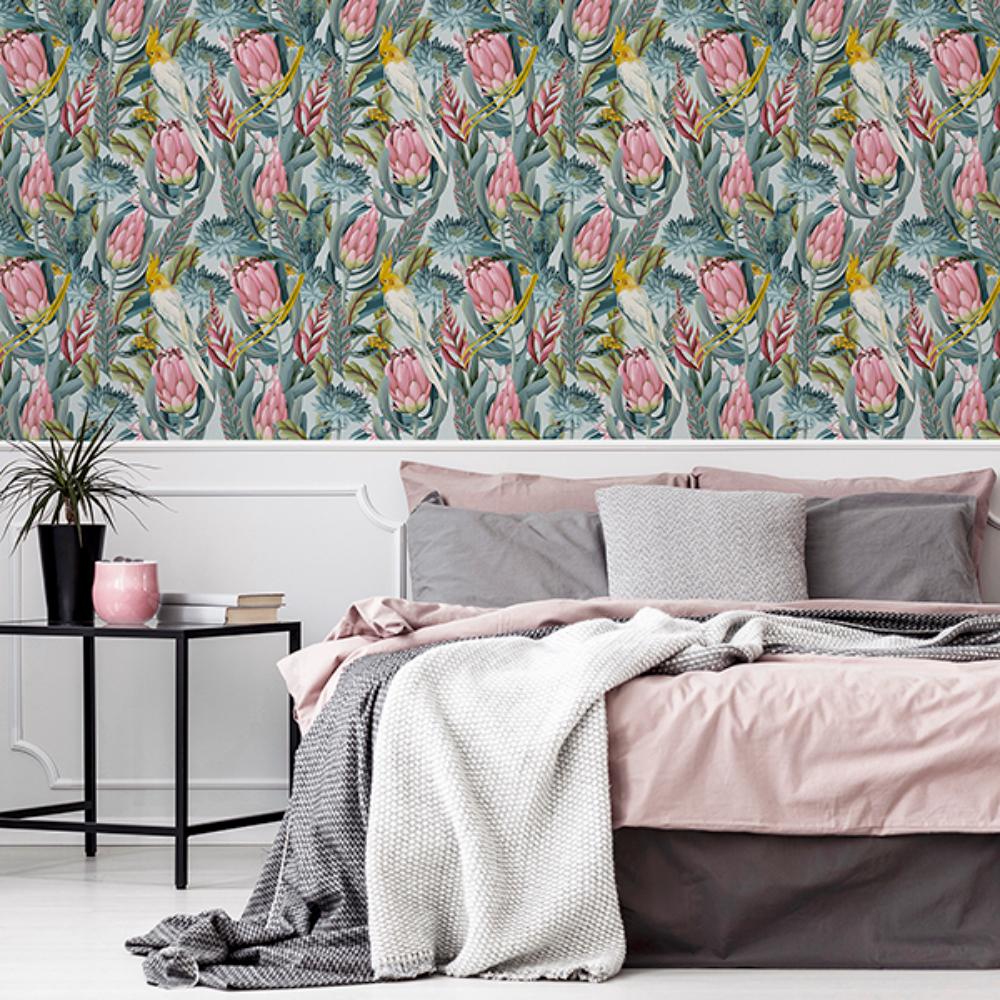 Celia Multicolor by Arthouse Tropical Birds Wallpaper – Brewster Home Fashions AH297905