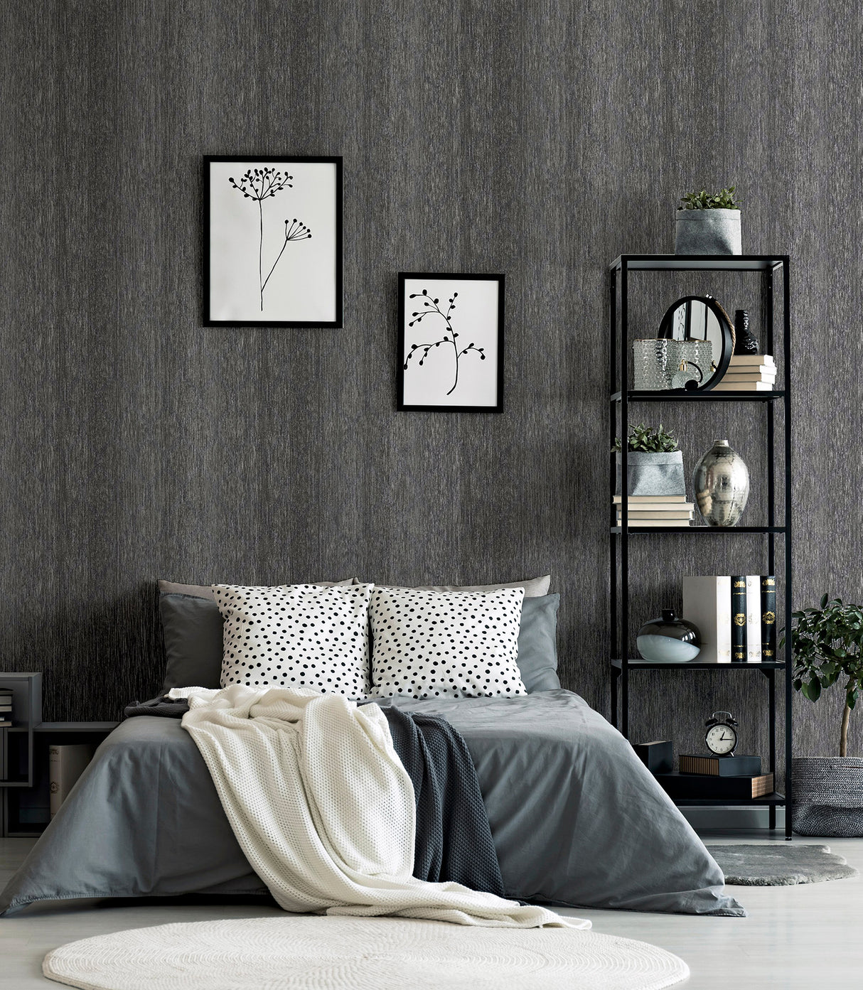 Ephraim Charcoal by Arthouse Radiance Plain Wallpaper – Brewster Home Fashions AH298500