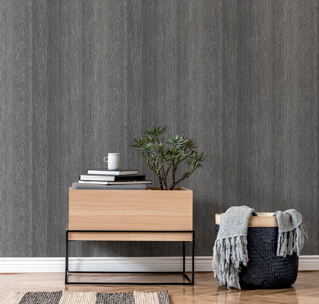 Ephraim Charcoal by Arthouse Radiance Plain Wallpaper – Brewster Home Fashions AH298500