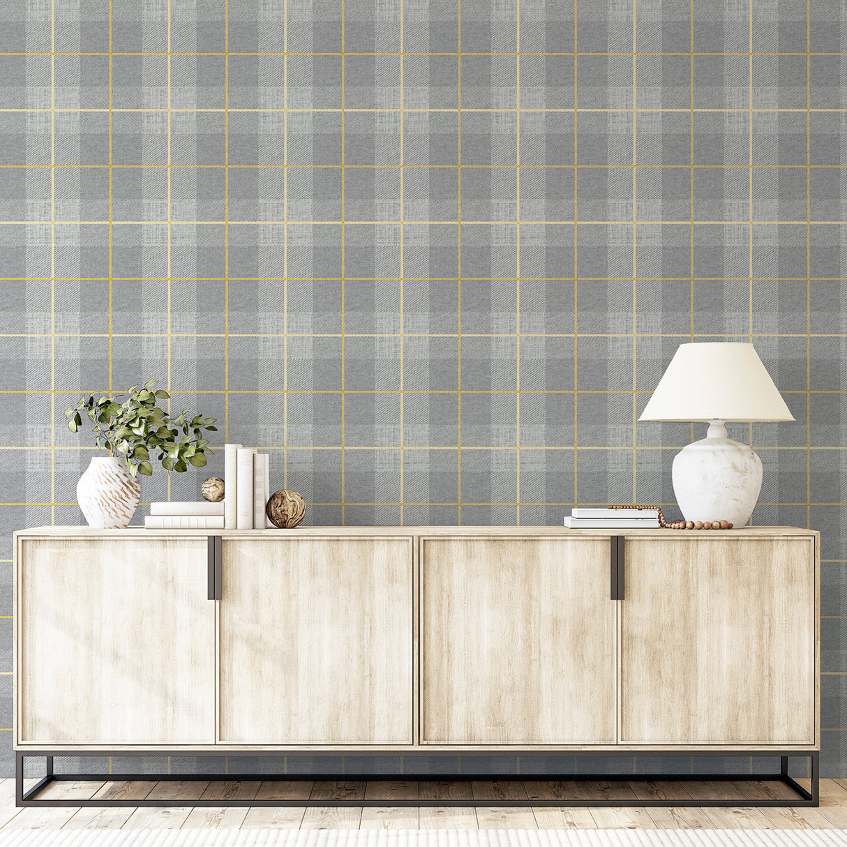 Hector Grey by Arthouse Plaid Wallpaper – Brewster Home Fashions AH299000