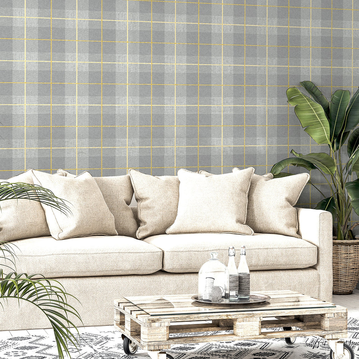 Hector Grey by Arthouse Plaid Wallpaper – Brewster Home Fashions AH299000