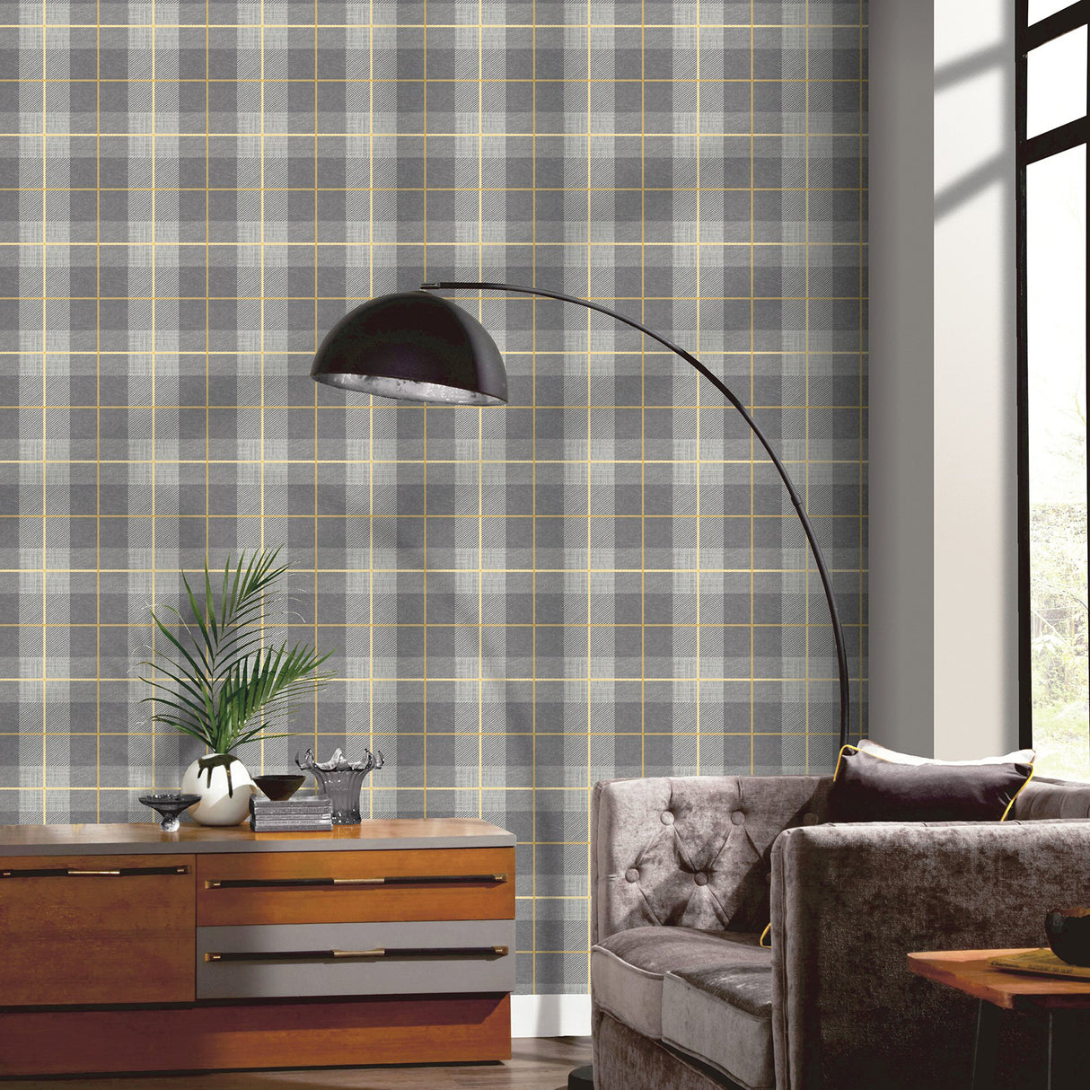 Hector Grey by Arthouse Plaid Wallpaper – Brewster Home Fashions AH299000