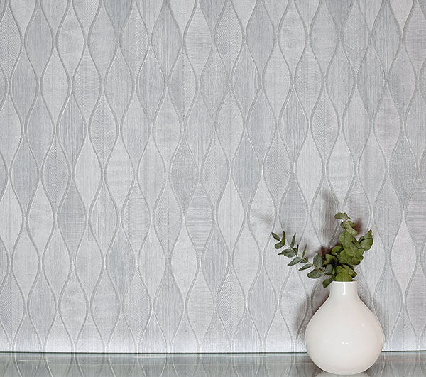 Mattais Silver by Arthouse Ogee Wallpaper- Brewster Home Fashions AH299001