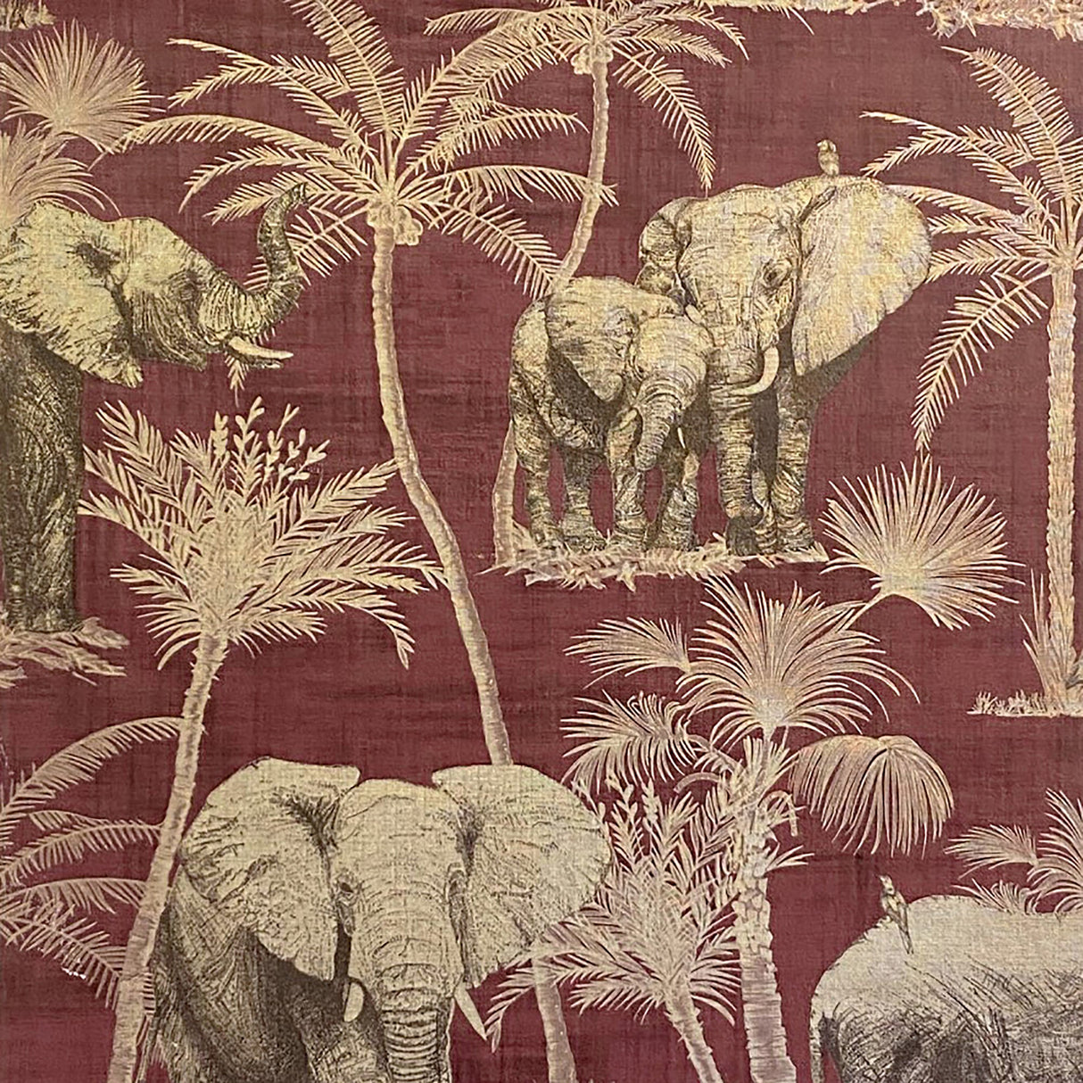 Adelia Maroon by Arthouse Elephant Grove Wallpaper – Brewster Home Fashions AH610701-Sample
