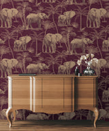 Adelia Maroon by Arthouse Elephant Grove Wallpaper – Brewster Home Fashions AH610701