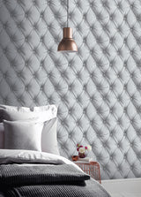 Ella Silver by Arthouse Tufted Wallpaper- Brewster Home Fashions AH618104