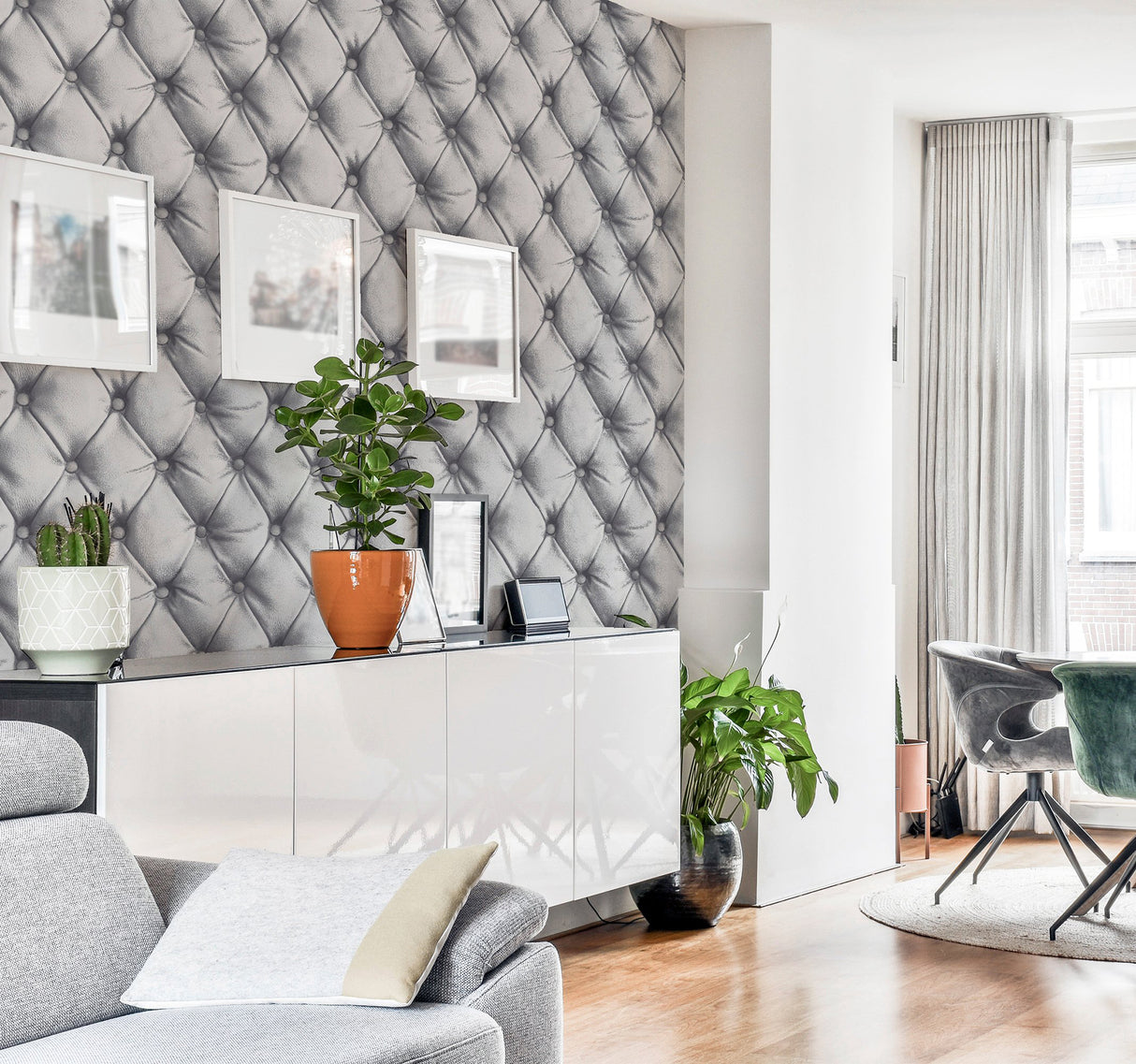 Ella Silver by Arthouse Tufted Wallpaper- Brewster Home Fashions AH618104