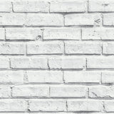 Abner Dove White and Grey by Arthouse Industrial Brick Wallpaper Unpasted Paper Sidewall – Brewster Home Fashions AH623004-Sample