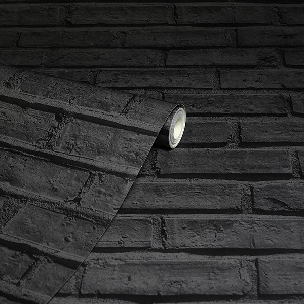 Abner Black by Arthouse Brick Wallpaper – Brewster Home Fashions AH623007